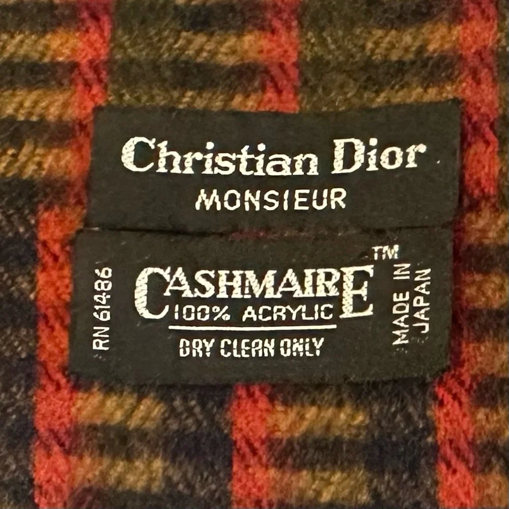 VTG Christian Dior Monsieur Unisex Scarf CASHMAIRE Acrylic Brown Fringe Japan